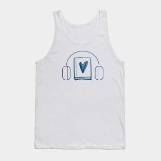 Book and Headphone (Blue)- Full Line Tank Top